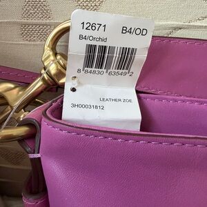 Nwt Coach Zoe shoulder Bag - Orchid pink purple smooth leather